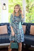 Sophie B Natural Geo Print Dress | Pamela Scott, Blue / 10