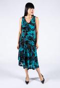 Connected Velvet Detail Floral Dress in Teal | Pamela Scott, Green / 12 image