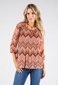 Sophie B Plisse Pleat Tie Neck Top in Burnt Orange | Pamela Scott, Black / 10 image