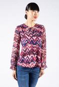 Sophie B Wave Printed Top in Navy/Pink | Pamela Scott, Purple / 10