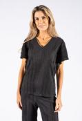 Sophie B Gold Trim Crinkle Top in Black | Pamela Scott, Black / 10 image