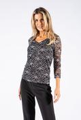 Sophie B Floral Lace Detail Top in Black | Pamela Scott, Black / 10 image