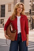 Cable Knit Zip-Up Cardigan, Red / 12 image