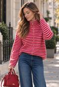 Reina Striped Knit Cardigan, Pink/Red / F/S