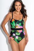 Palermo Panelled Floral Tummy Control, Black/Green/Pink / 12 image