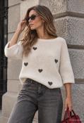 Merlot Love Heart Knit Jumper, Taupe Mix / F/S
