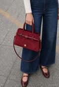 Front Buckle Baguette Bag, Burgundy / F/S image