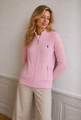 Cable Knit Zip-Up Cardigan, Pink / 18
