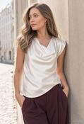 Cowl Neck Satin Blouse, Cream / S image