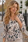 Leopard Print Sweater, Beige/Grey / 40