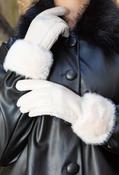 Faux Fur Trim Gloves, White / F/S