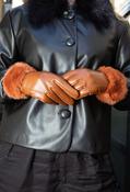 Faux Fur Trim Gloves, Camel / F/S