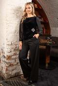 Diamante Brooch Velvet Top, Black / M