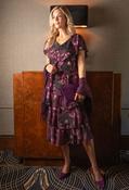 Floral Chiffon Midi Dress, Purple / 16