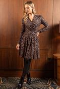 Leopard Print Wrap Dress, Chocolate / 14