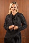 Fringe Sequins Cropped Jacket, Black / S