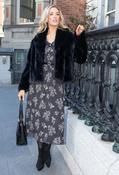 Ropi Floral Print Belted Midi Dress, Black Mix / 18