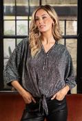 Sparkle Tie Front Top, Silver / F/S