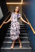 Floral Chiffon Midi Dress, Pink Multi / 10 image