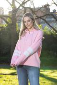 Stripe Sleeve Knit Half Zip Hoodie, Pink/White / 16 image