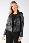 Double Breasted Faux Leather Jacket, Black / S image