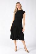 Ruched Asymmetric Midi Dress, Black / S image