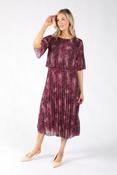 Abstract Plisse Pleated Pop Over Dress, Wine / F/S image