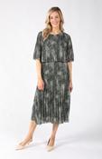 Abstract Plisse Pleated Pop Over Dress, Green / F/S image