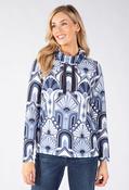 Maya Geometric Print Fine Knit Top, Blue Mix / 14 image