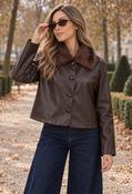 Margot Faux Leather Jacket, Chocolate / L/XL image