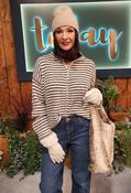 Reina Striped Knit Cardigan, Taupe Mix / F/S