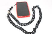 PS Accessories Maxi Marble Effect Phone Charm in Beige  | Pamela Scott, Black / Free Size