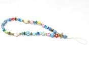 PS Accessories Multicoloured bead phone charm in Green | Pamela Scott, Blue / Free Size image