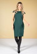 Zapara Fitted Panel Detail Dress in Black | Pamela Scott, Green / 10 image