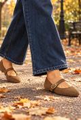 Faux Suede Ballerina, Taupe / 36 image