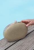 Diamante Round Clutch Bag, Gold / F/S image