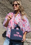 Contrast Crossbody Tote Bag, Navy / F/S image