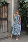 Plisse Blossom Midi Dress, Navy / 14 image