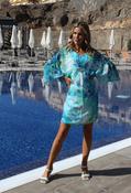 Cape Style Floral Dress, Green / 10 image