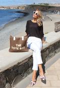 Contrast Tote Bag, Mocha / F/S image