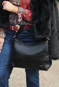 Faux Leather Shoulder Bag with Buckle, Black / F/S image