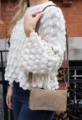 Faux Suede Studded Bag, Beige / F/S