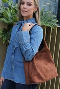 Faux Suede Shoulder Bag, Brown / F/S image
