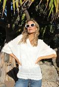 Scallop Detail V-Neck Blouse, White / S image