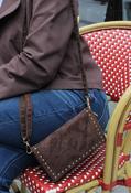 Faux Suede Studded Bag, Coffee / F/S image