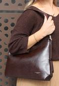 Faux Leather Shoulder Bag with Buckle, Brown / F/S