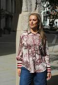 Satin Touch Animal Print Blouse, Burgundy/Cream / F/S