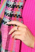Multi Colour Crystal Rings, Gold / M/L