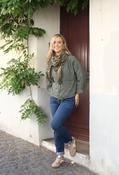 Paisley Print Knit Scarf, Khaki / F/S image