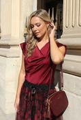 Cowl Neck Satin Blouse, Burgundy / L